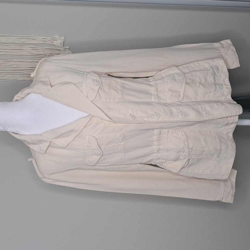 Sanctuary Women's Cargo Utility Jacket Beige Linen Tencel Size Small